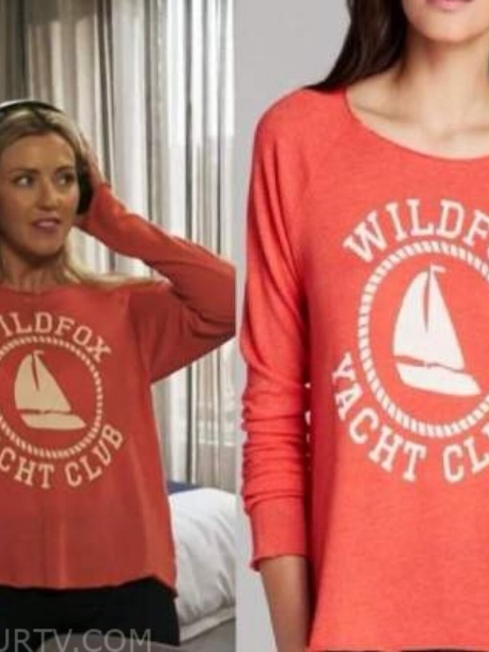WILDFOX Red Yacht Club Sailboat Fine Knit Raglan Beach Sweater Pullover M